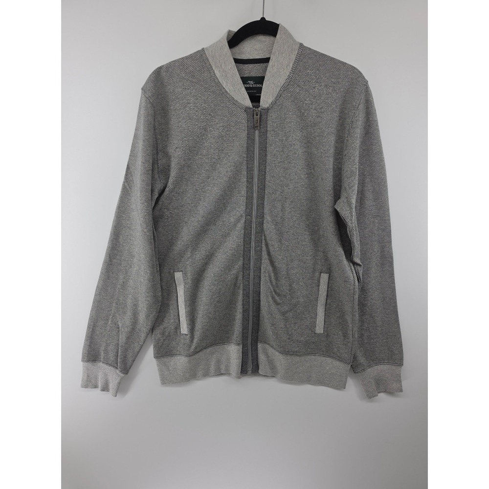 Rodd & Gunn Mens Sports Fit Grey Textured Knit Full Zip Bomber Jacket Medium